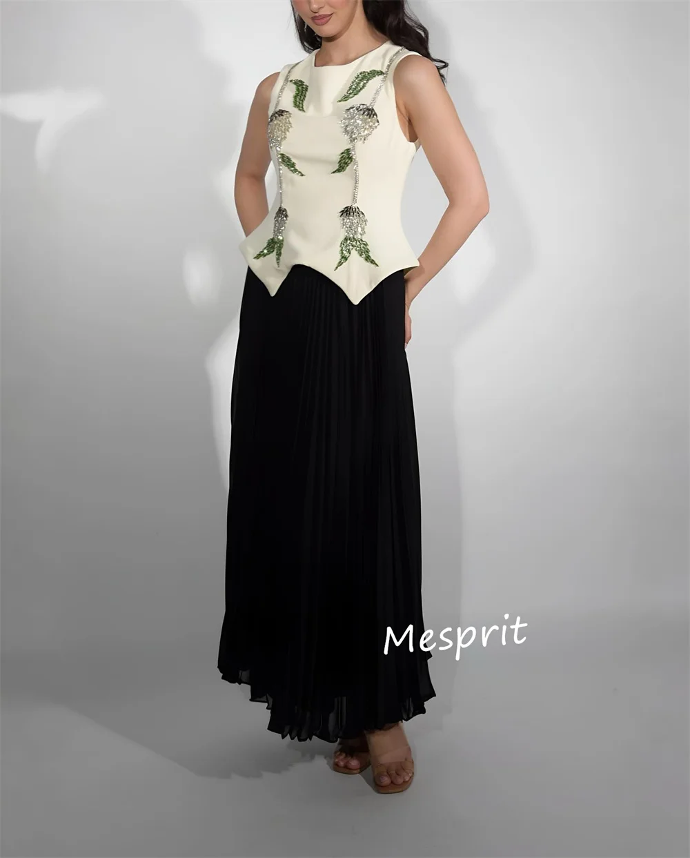 Customized Chinese Style Chiffon Pattern Straight Scoop Neck Midi Dresses Bespoke Occasion Evening Unisex Exquisite
