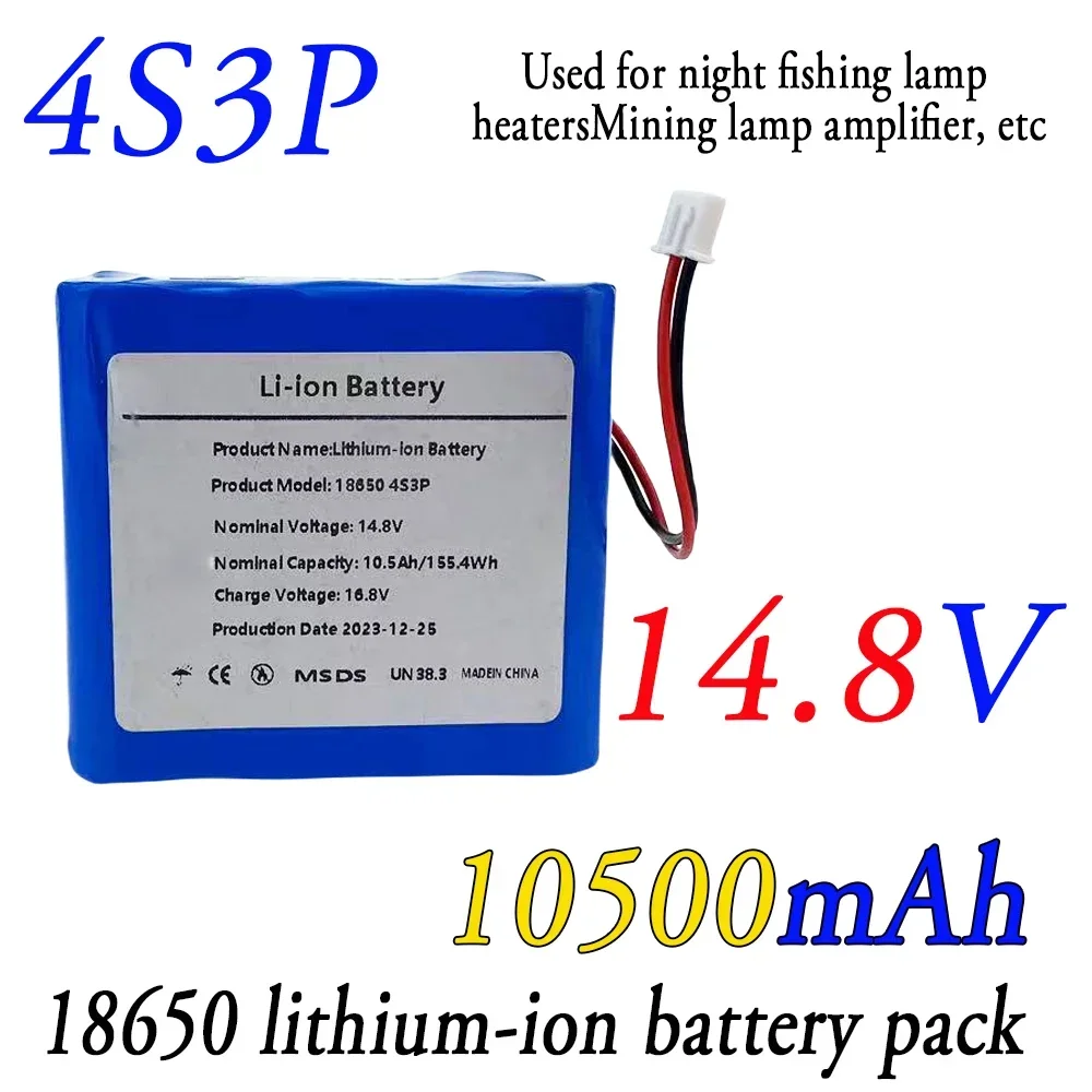 18650 Battery 12V Battery Pack 10500mAh 4S3P Built-in 40A Balanced BMS for Outdoor power supply for solar powered stalls