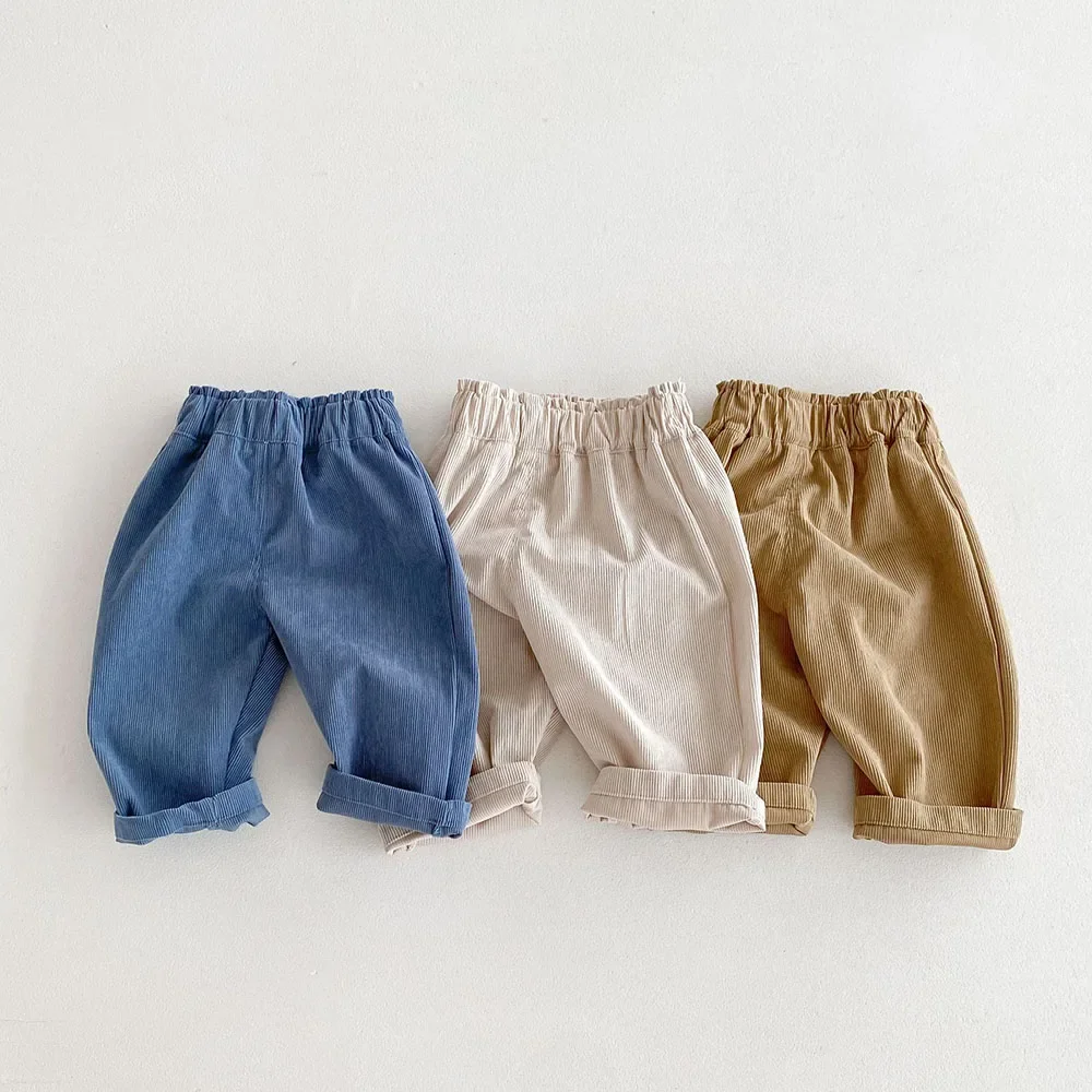 1-5Y Autumn Kids Pants Fashion Corduroy Boys Pants 3 Colors  Boys Trousers Daily Kids Outfit