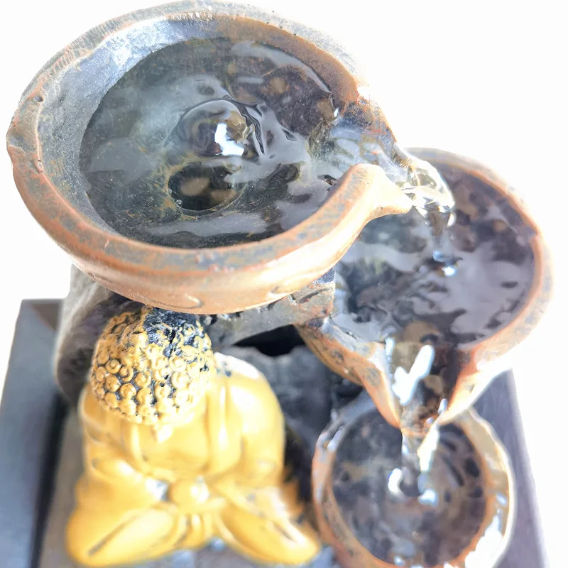 Fontana a cascata da tavolo Buddha Meditazione Fengshui Kit di decorazione per interni rilassante Flusso d'acqua per l'arredamento dell'home office