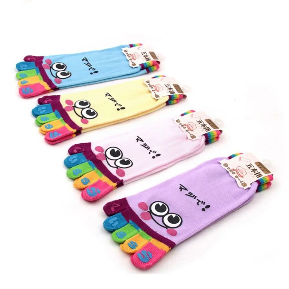 Charming Female Women's Weight Cotton Cute 1 Pair Micro Five Toe Socks Performance