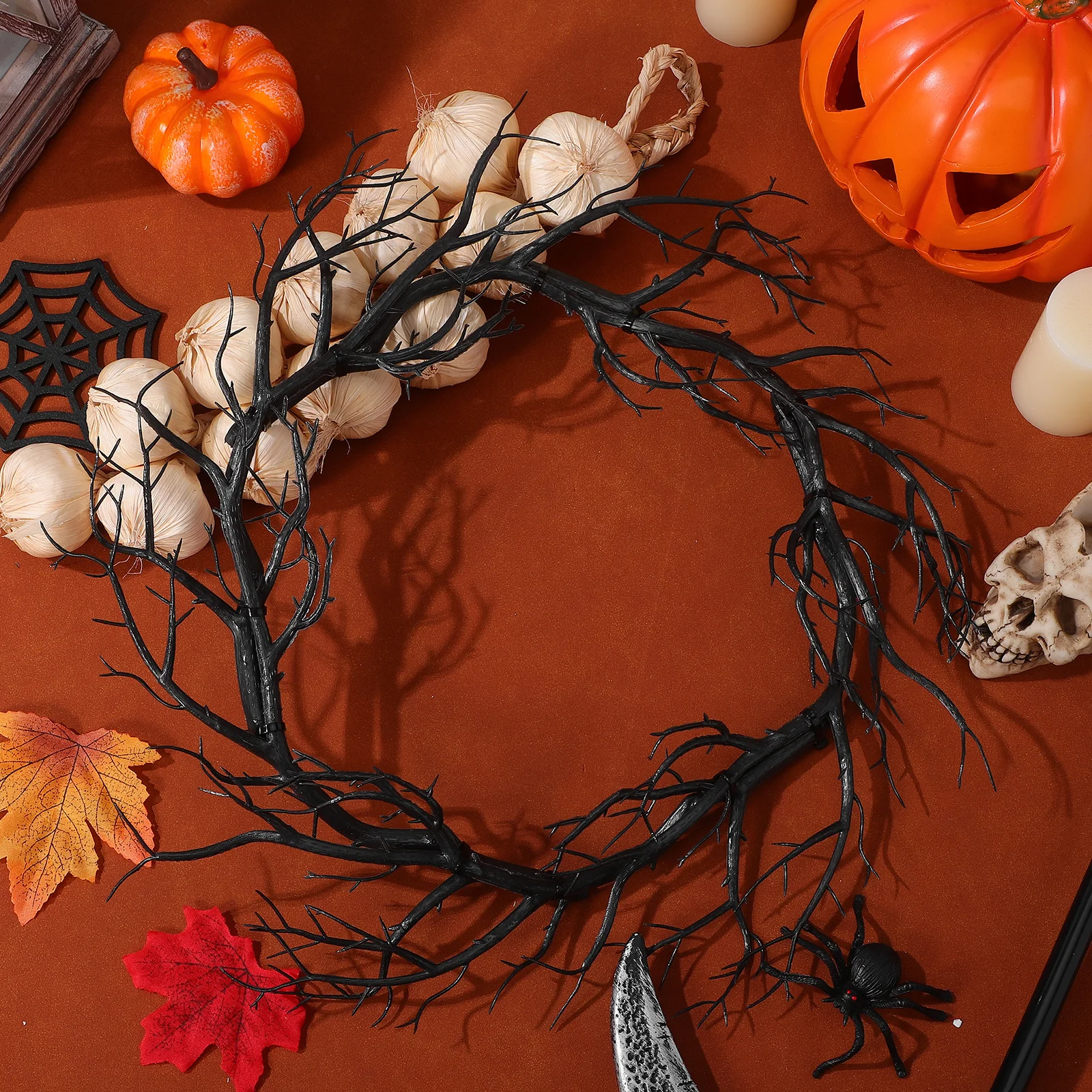 إكليل غصين الهالوين احتفالي ديكور حائط داخلي زينة معلقة لوازم حفلات الهالوين إكليل معلق #3