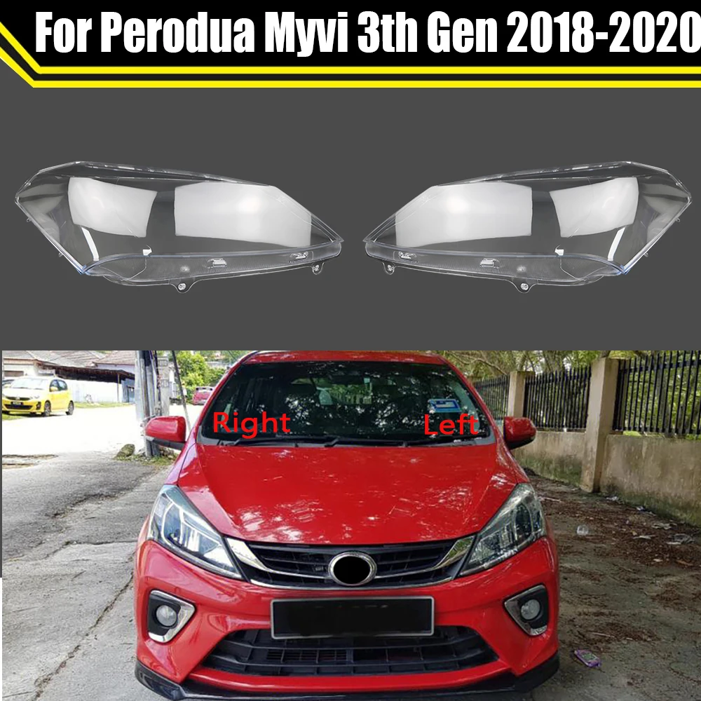 Car Front Headlight Cover For Perodua Myvi 3th Gen 2018 2019 2020 Headlamp Lampshade Lampcover Head Lamp Light Covers Shell