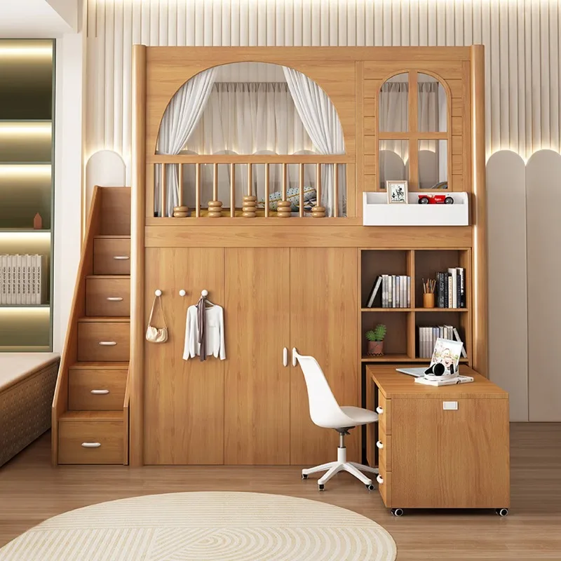 

High and low beds with desks, integrated elevated wardrobes, double-layer children's beds, multi-functional combinations