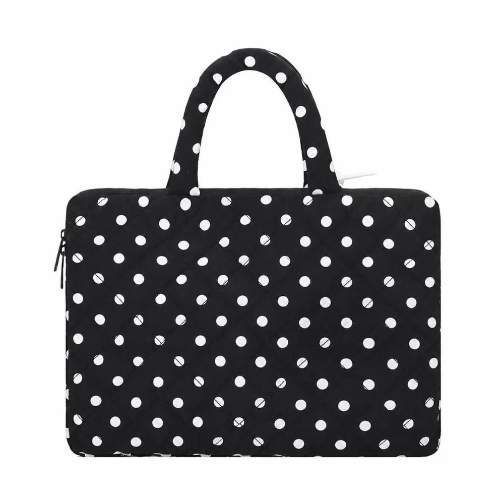 Stylish Polka Dot Laptop Bag Shockproof Large Capacity Notebook Pouch 11-15.6 Inch Computer Carrying Case School Use