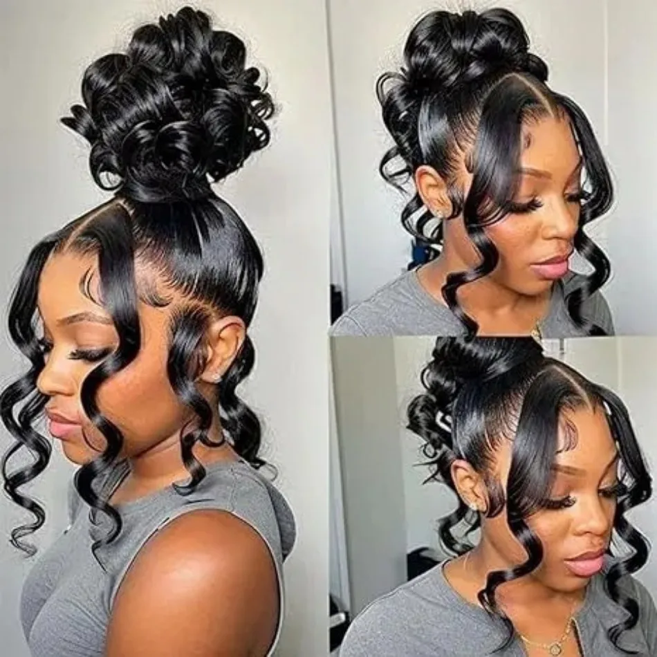 360 Full Lace Wig Human Hair Pre Plucked HD Body Wave Curly Human Hair Wigs Bleached Knots Pre Cut Brazilian Skinlike HD Lace Frontal Wig with Elastic Drawstring