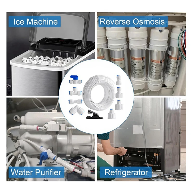 Kit de línea de agua para refrigerador, conexión y compresión, Kit de instalación para máquina de hielo, tubo OD con conexión rápida