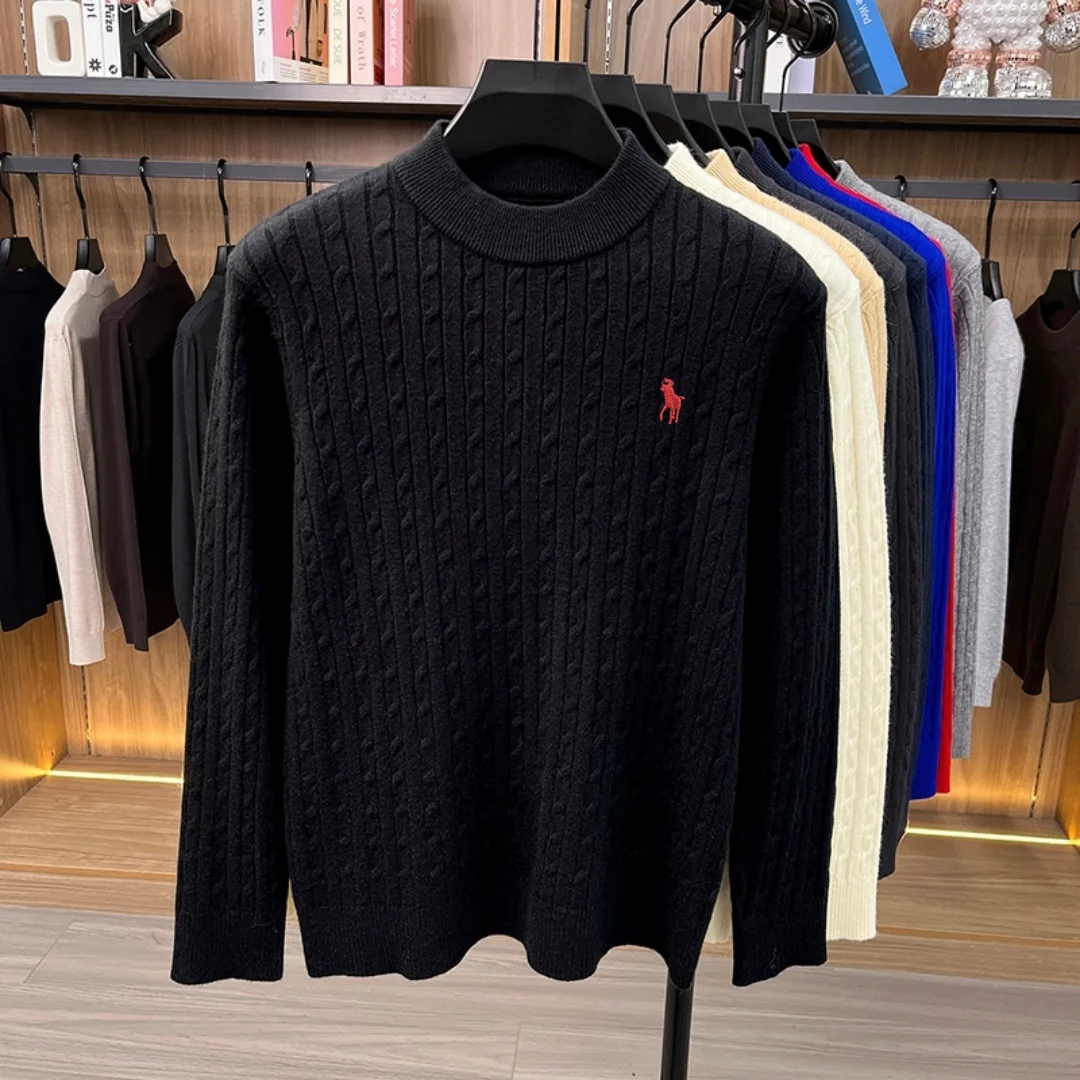 Luxuriöser Herren-Markenpullover für den Winter, hochwertiger Strickpullover mit Rundhalsausschnitt, Jacquard-Stickerei, langen Ärmeln, lässiger Modestil. – Detail 22