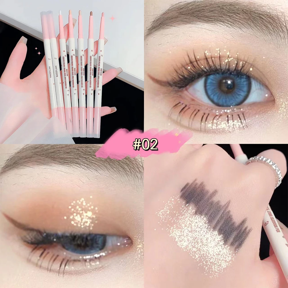 Eyeliner Glitter diamante a doppia testa sdraiato penna baco da seta evidenziatore trucco occhi impermeabile Glitter ombretto Stick strumenti per il trucco