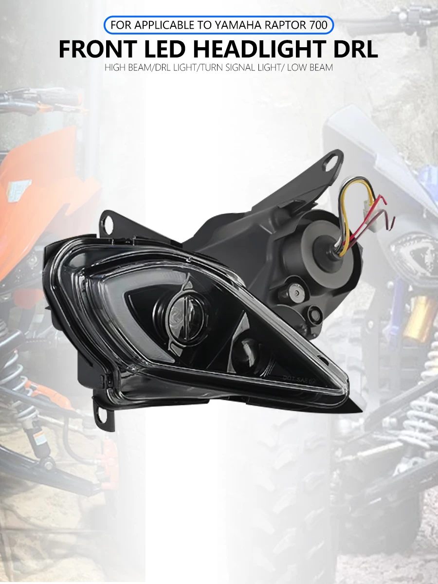 ATV H4 phare LED pour Yamaha Raptor 700R 250 350 phare YFZ450R Wolverine 450 2006-2023 DRL avant lampe clignotant