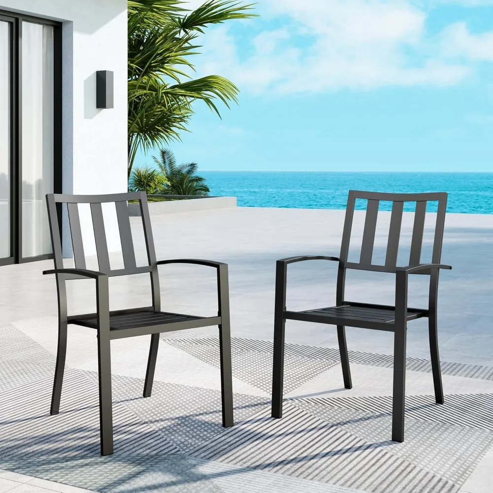 

Outdoor Dining Chairs Set of 2, Metal Patio Chairs for Deck Bistro Porch Lawn, Black Wrought Iron Stackable Patio, Customized