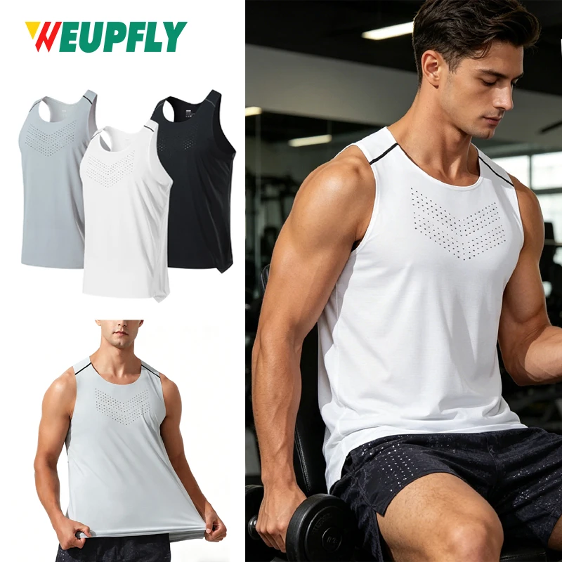 1PCS Quick Drying Stretch Running Vest Men Ultralight Breathable Fitness Training Sleeveless Shirt