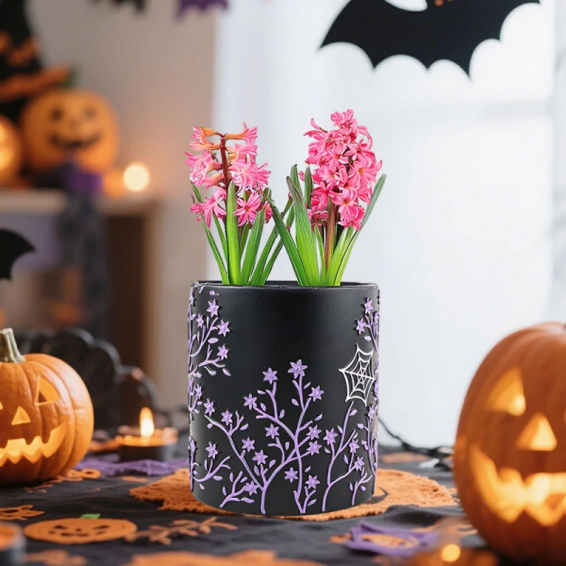 Halloween Witch Pumpkin House Resin Flower Pot Green Plant Potted Decoration Courtyard Outdoor Balcony Garden Decor