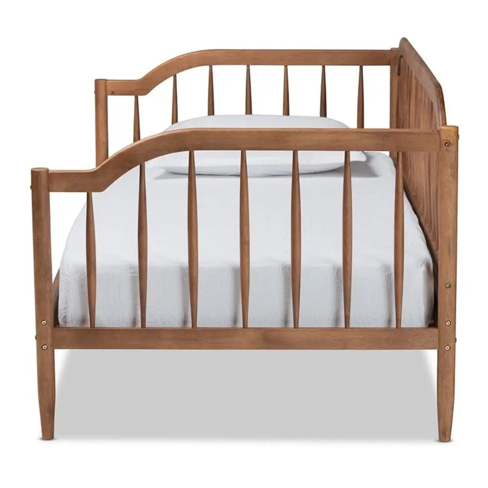 Parson Classic Mid-Century Modern Walnut Brown Finished Wood Twin Size Daybed, Customized
