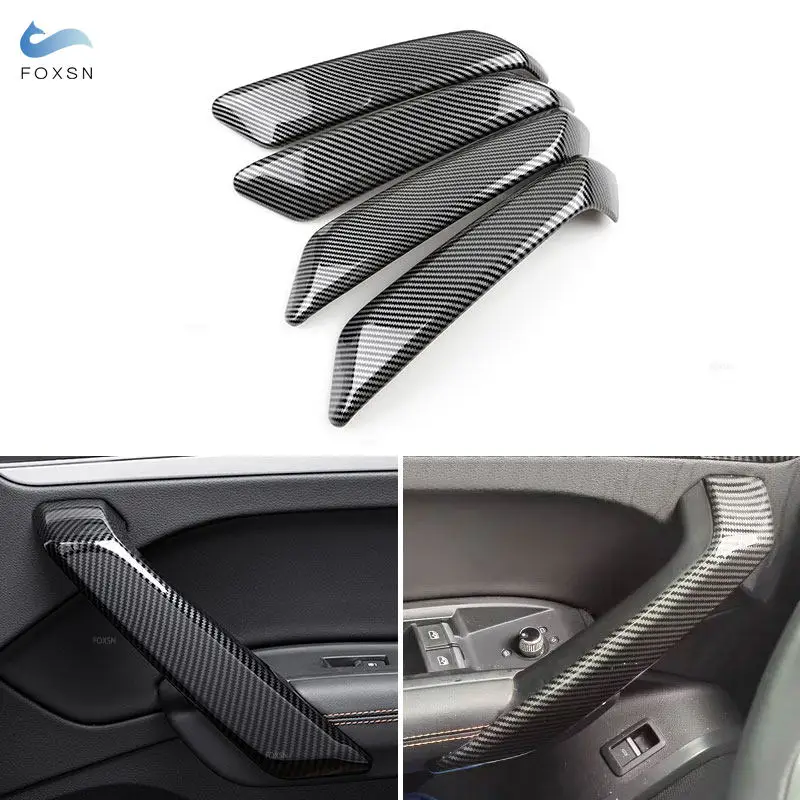 For Audi Q5 FY Sportback SQ5 ABS Car Accessories Interior Door Handle Pull Outer Cover Carbon Texture Trim 2018 2019 2020 2021