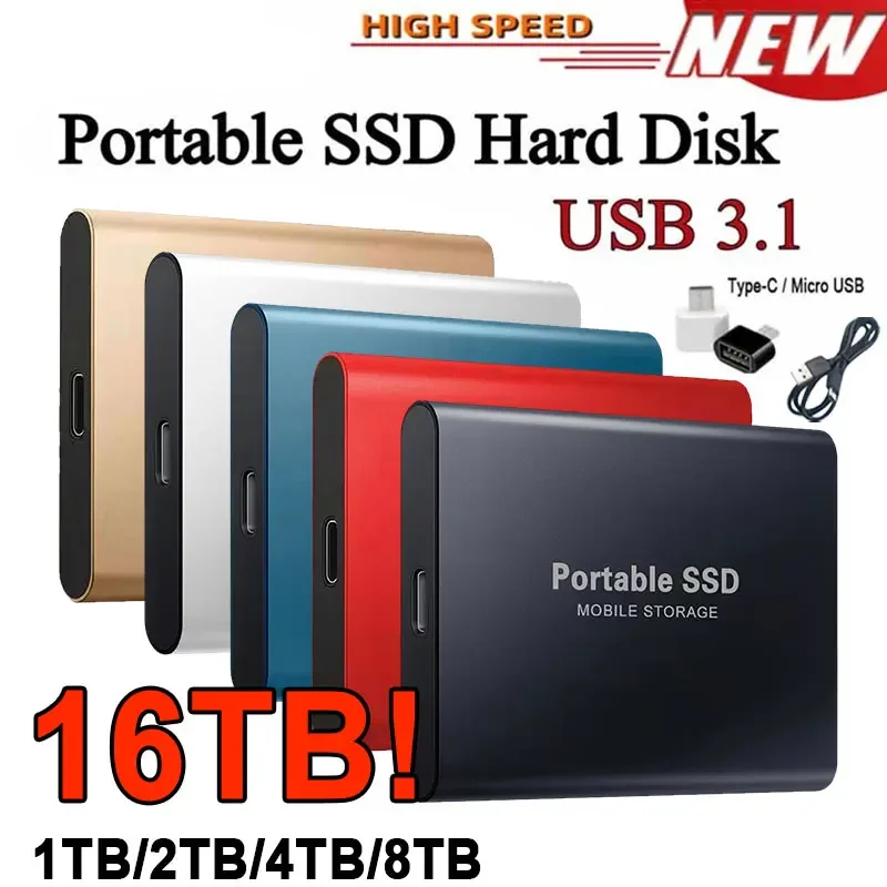 2TB orijinal taşınabilir SSD yüksek hızlı tip-c/USB 3.1 katı hal sürücü 1TB sabit Disk masaüstü için/mac/dizüstü