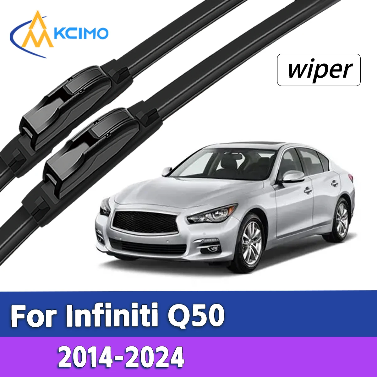 

2Pcs Silent Smooth Rubber Wiper Set For Infiniti Q50 2014-2024 Perfect Replacement Wiper Kit