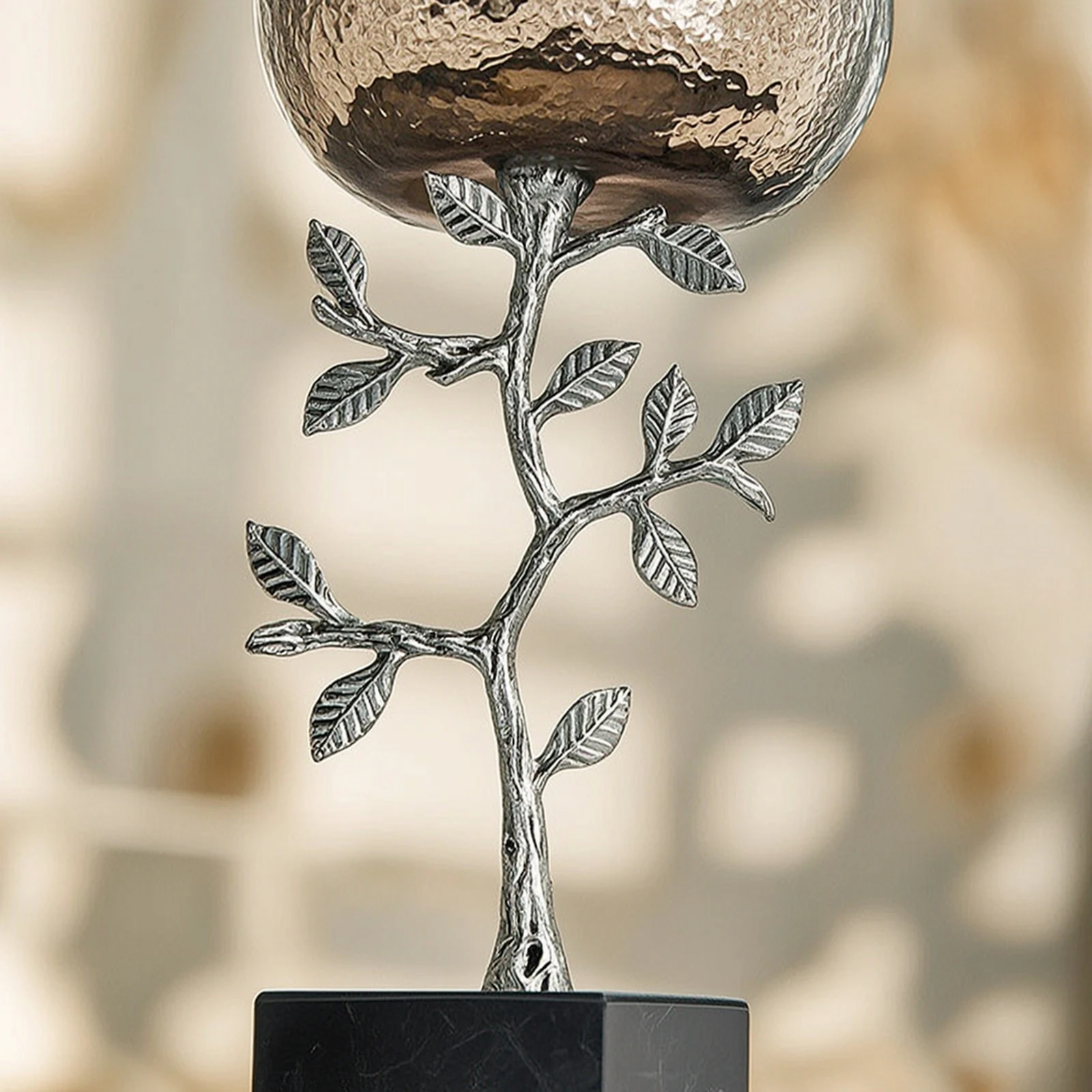 Candle Holder with Marble Base Silver-Toned Sculptural Candle Holder Candlestick Tabletop Decor Elegant for Home Decorators