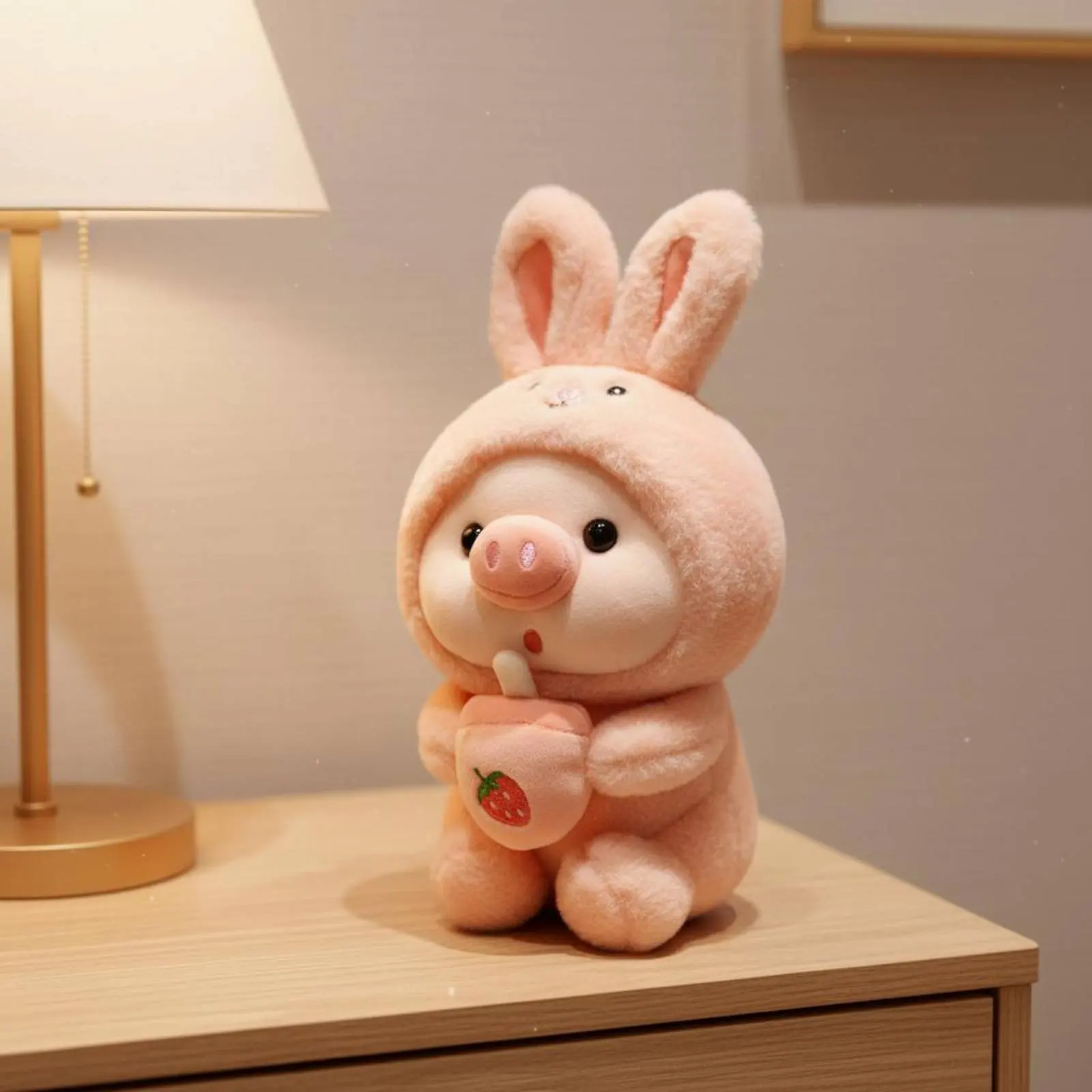 Tapioca Tea Tea Pig Plushie Cute Design Pig Plushie Rose Piggy Toy Cuddly Cuddle Pillow PP Cotton Filled for Partners