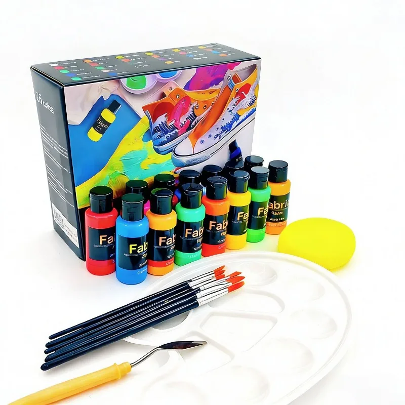 26-Color Textile Paint Set 30ML Waterproof Machine Washable Fade-Resistant DIY Clothing White Shoes Tie-Dye and Fabric Painting