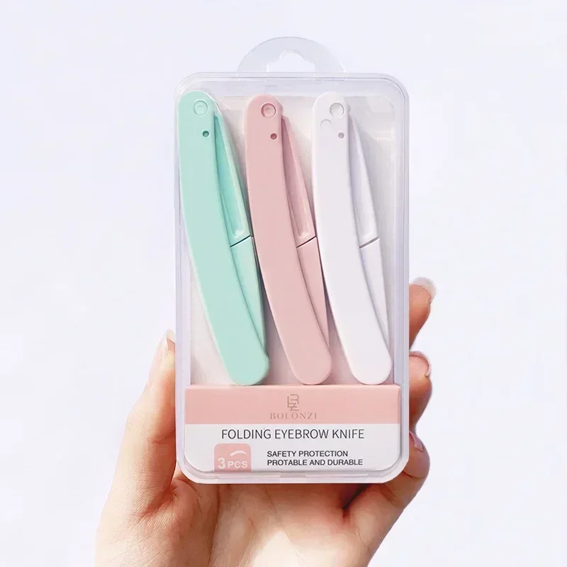 3PCS Safe Folding Ladies Face Shaver Eyebrow Trimmer Blade Anti-Scratch Makeup Tools for Women