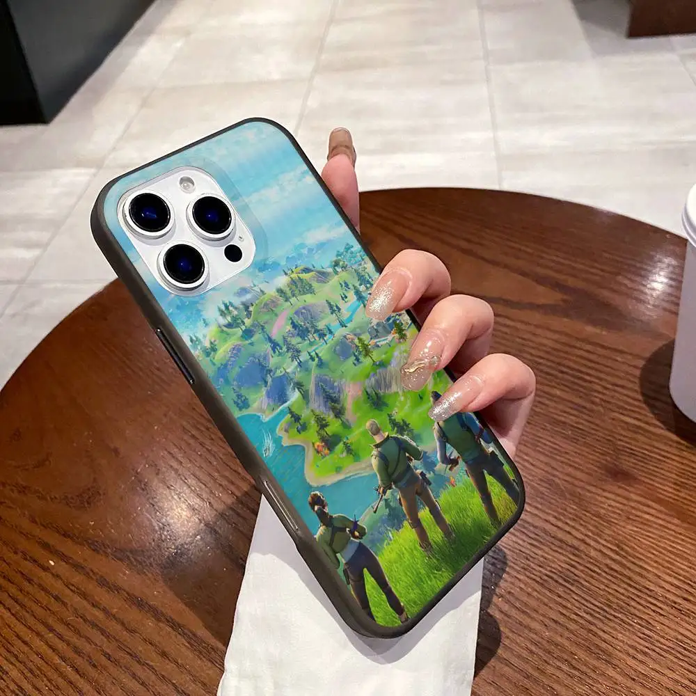 Cartoon B-Battle-R-Royales-F-FortniteS Phone Case Corrugated Pattern Phone Case For iPhone 17 Air 16 15 14 13 12 11 Plus ProMax