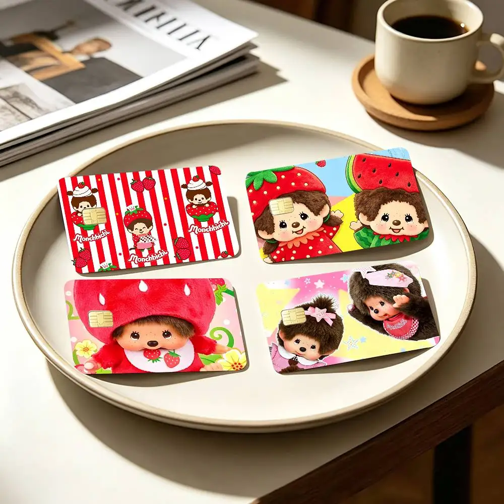 Bear Sweet Fur M-MonchhichiS 4pcs 1Set Card Stickers Small Waterproof Chip 4PCS Card Sticker