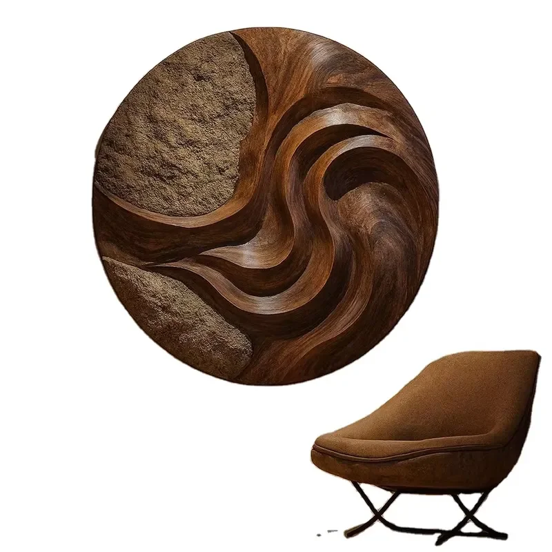 Handcrafted Modular Wooden Sculpture Organic Wood Art for Wall-mounted Furniture Unique Carved Wood Wall for Living Room