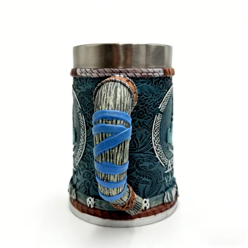 Gamer Collectible Beer Mug - Assassin Inspired Medieval Tankard, Stainless Steel & Resin Construction, Unique Gift Idea