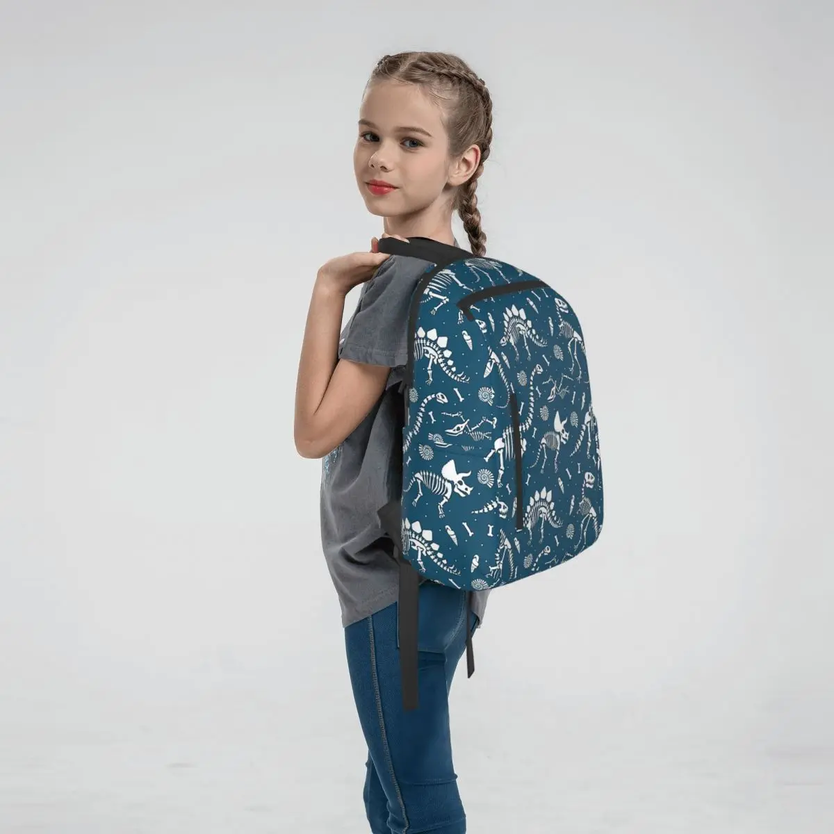 Dinosaur Fossils In Blue Backpack Large Capacity Boys Girls BookBag School Bag Shoulder Bags for Men Women