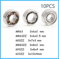 10Pcs 3mm ID MR63ZZ MR83ZZ 683ZZ 693ZZ 623ZZ MR63 MR83 Deep Groove Ball Bearing 3*6*2.5 3*7*3 3*8*2.5 3*8*3 3*8*4 3*10*4