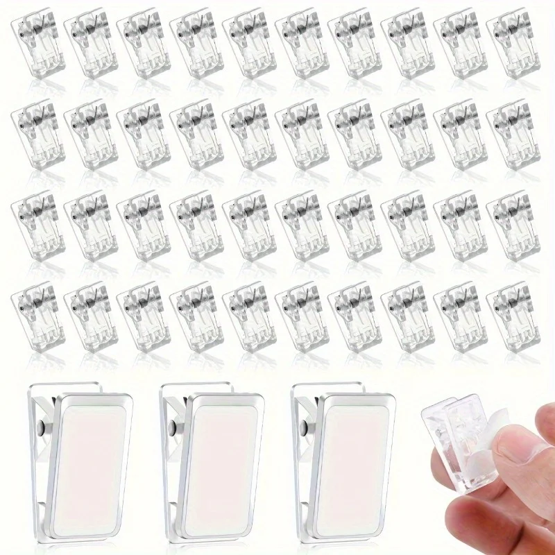 Self-Adhesive Wall Clips with Spring-Loaded Grip, Clear PP Material, Ideal for Hanging Posters, Photos, Wallpapers