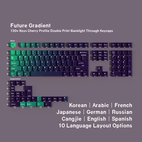 Gradient Cherry Keycaps Custom Korean ISO DE FR ES Arabia Russian Keycap Dye Sub For Gaming Mechanical Keyboard Wooting Cool