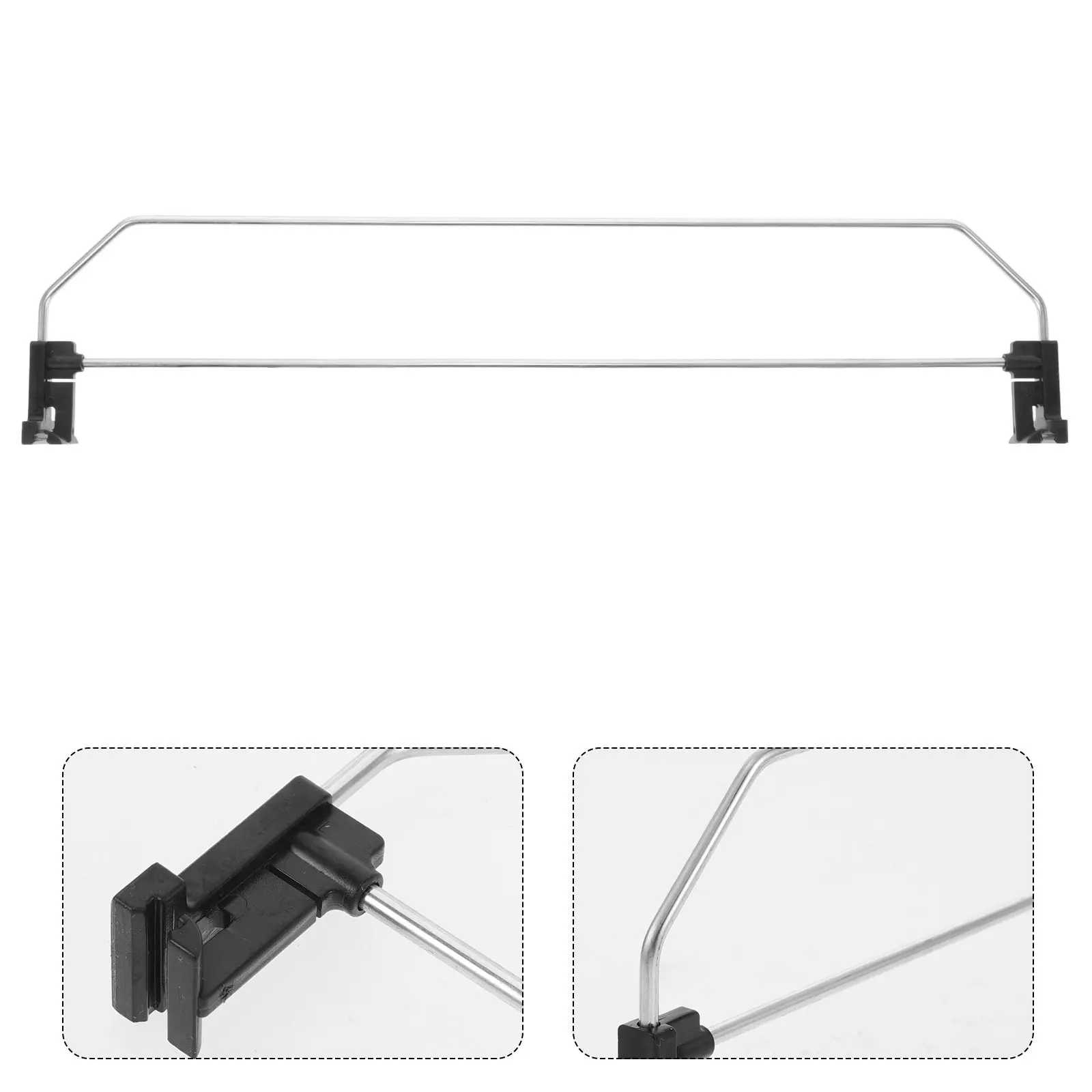 4Pcs Double Layer Iron Shelf Divider Booster Strips Adjustable Width 34-35Cm Galvanized for Drinks Bottles Supermarket Store
