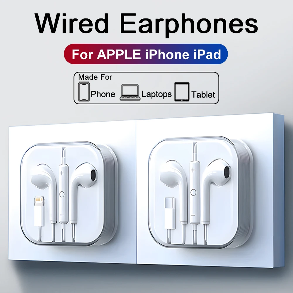 For iPhone 17 16 15 Pro Max Type C Earphones Tablet Laptops Headphones For Apple iPad iPhone 14 13 12 11 Pro Max Wired Earbuds