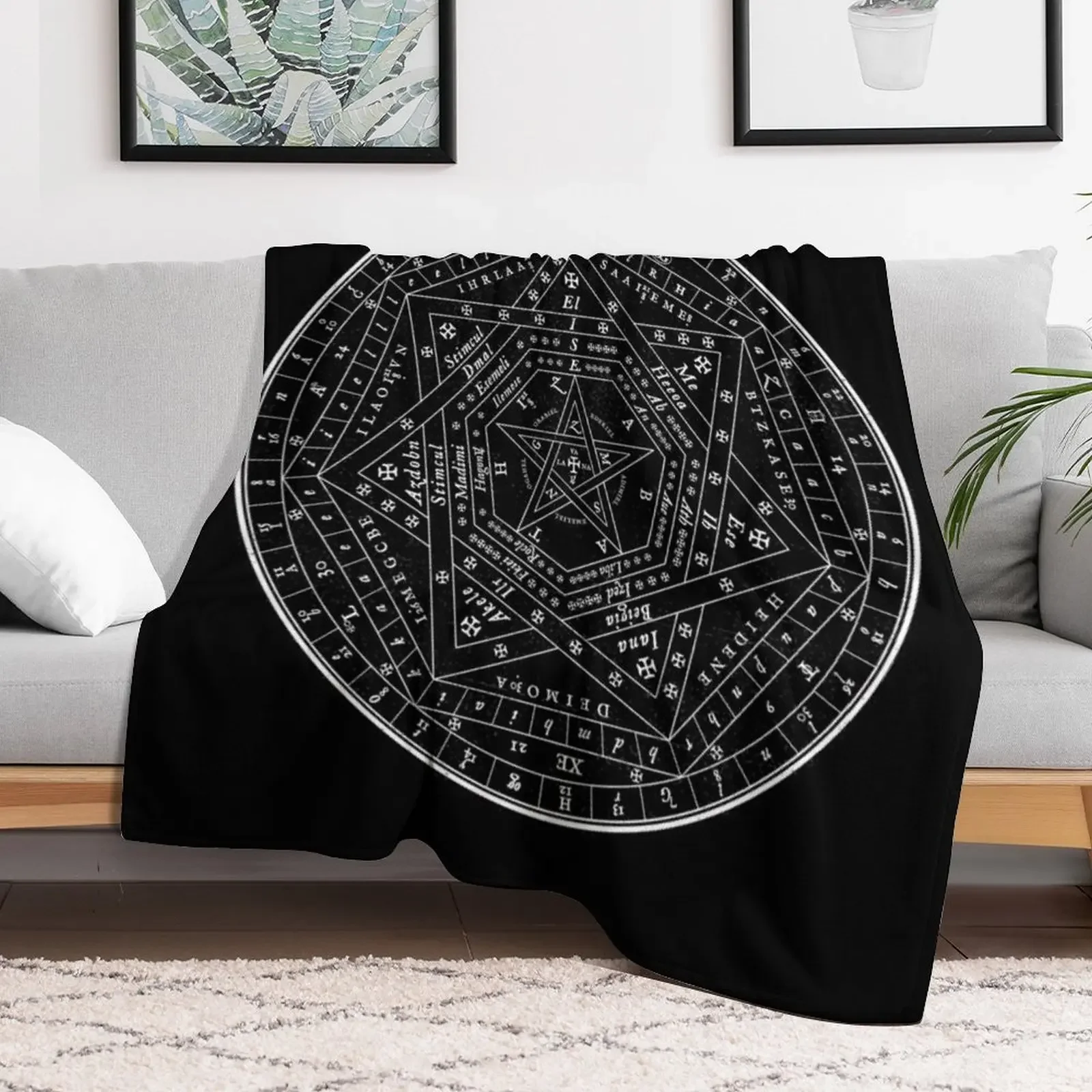 Sigillum Dei Aemeth Occult Pagan Sigil Throw Blanket Warm Plush Fuzzy Blanket for Living Room
