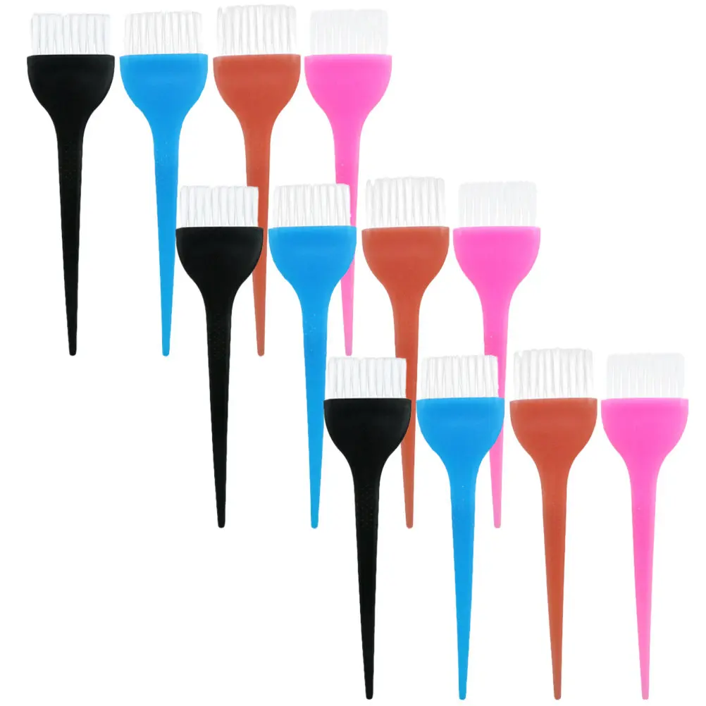 12Pcs Hair Dye Brush Set Sturdy Reusable Coloring Tools Salon Home Dyeing Highlights DIY Applicator for Even Hair Color Mixing