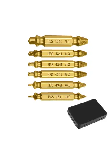 6 pezzi estrattore per viti danneggiate trapano estrattore per viti spelate set di rimozione strumenti di demolizione bulloni per viti rotte a doppia estremità