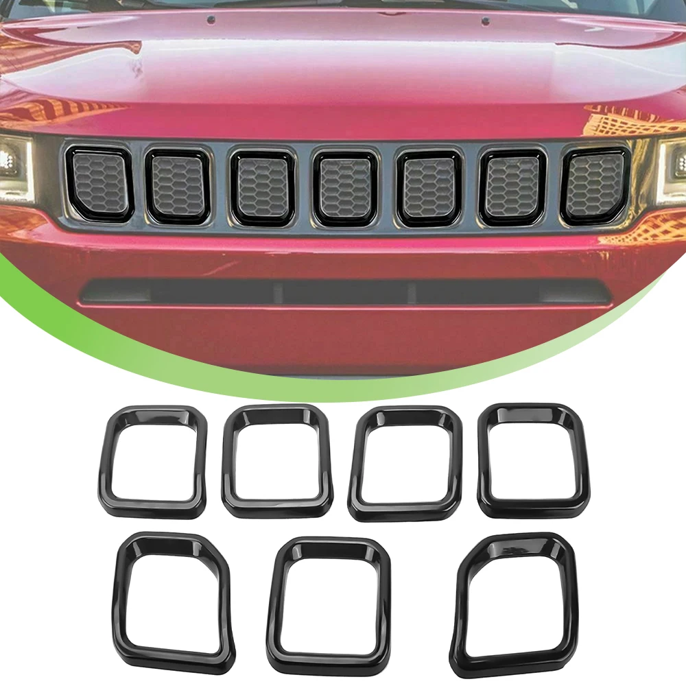 

Передняя решетка автомобиля, вставка, накладка, защитная рамка для Jeep Compass 2021 2022 2023 2024 2025, внешние аксессуары