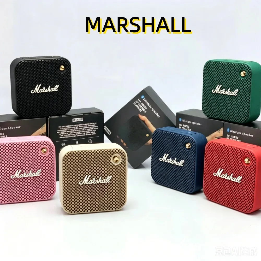 

2026 Marshall Mini Retro Bluetooth Speaker, Compact Subwoofer, Portable & Long Battery Life for Outdoor Use