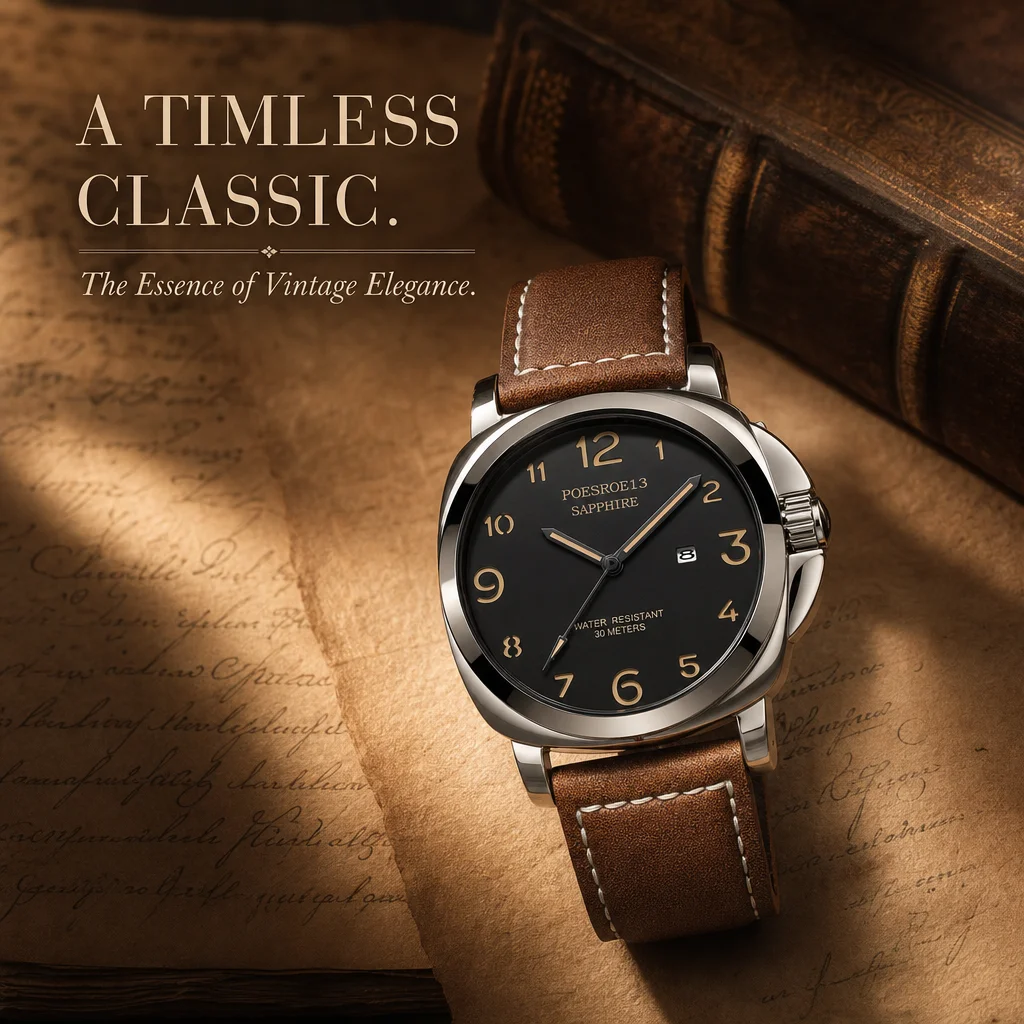 

Luxury Mens Quartz Wristwatch Sapphire Crystal 30M Waterproof Date Luminous Brown Leather Strap Business Casual Male Watch
