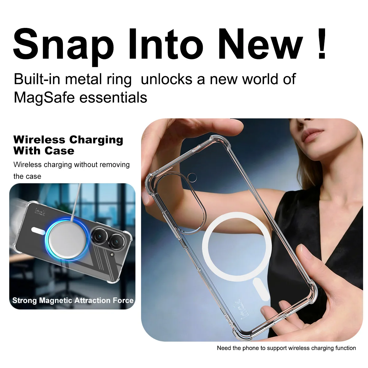 IMAK Odporne na wstrząsy magnetyczne etui do Asus Zenfone 9 10 5G Miękka osłona TPU z poduszką powietrzną — zdjęcie produktu 4