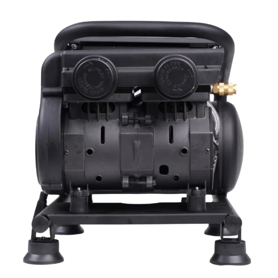 ضاغط هواء فائق الهدوء 1.6 جالون 110 فولت 60 هرتز تصميم خزان فولاذي خالي من الزيت مع مستوى ضوضاء 75 ديسيبل وعجلات مدمجة مثالية لـ Sp #3