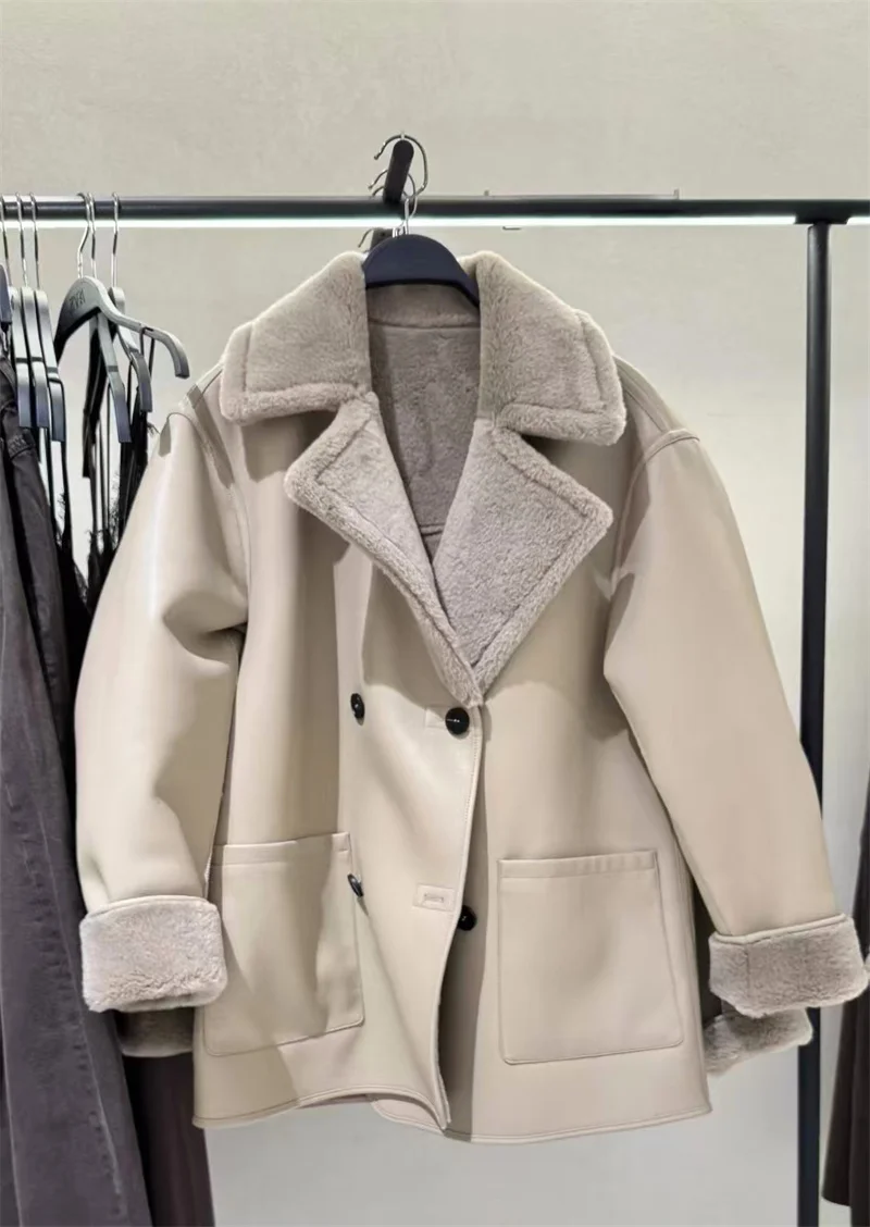 

Women's Coat New Style Faux Fur Reversible Double-Sided Coat Autumn and Winter Fashion Casual Warm Faux Fur Coat