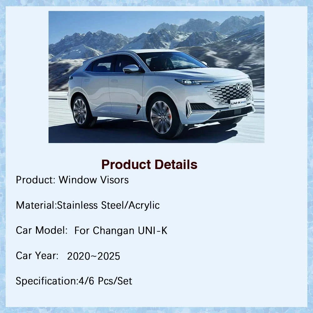 Car Window Visors For Changan UNIK UNI-K UNI K 2020~2025 Waterproof Rain Sun Snow Guard Deflectors Windshields Carro Accessories