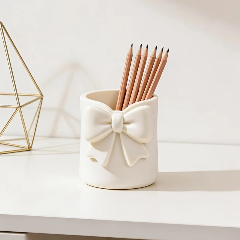 Multifunctional Desktop Storage Bucket, 3D Design Pen Holder, Compact Makeup Brush Organizer Stand