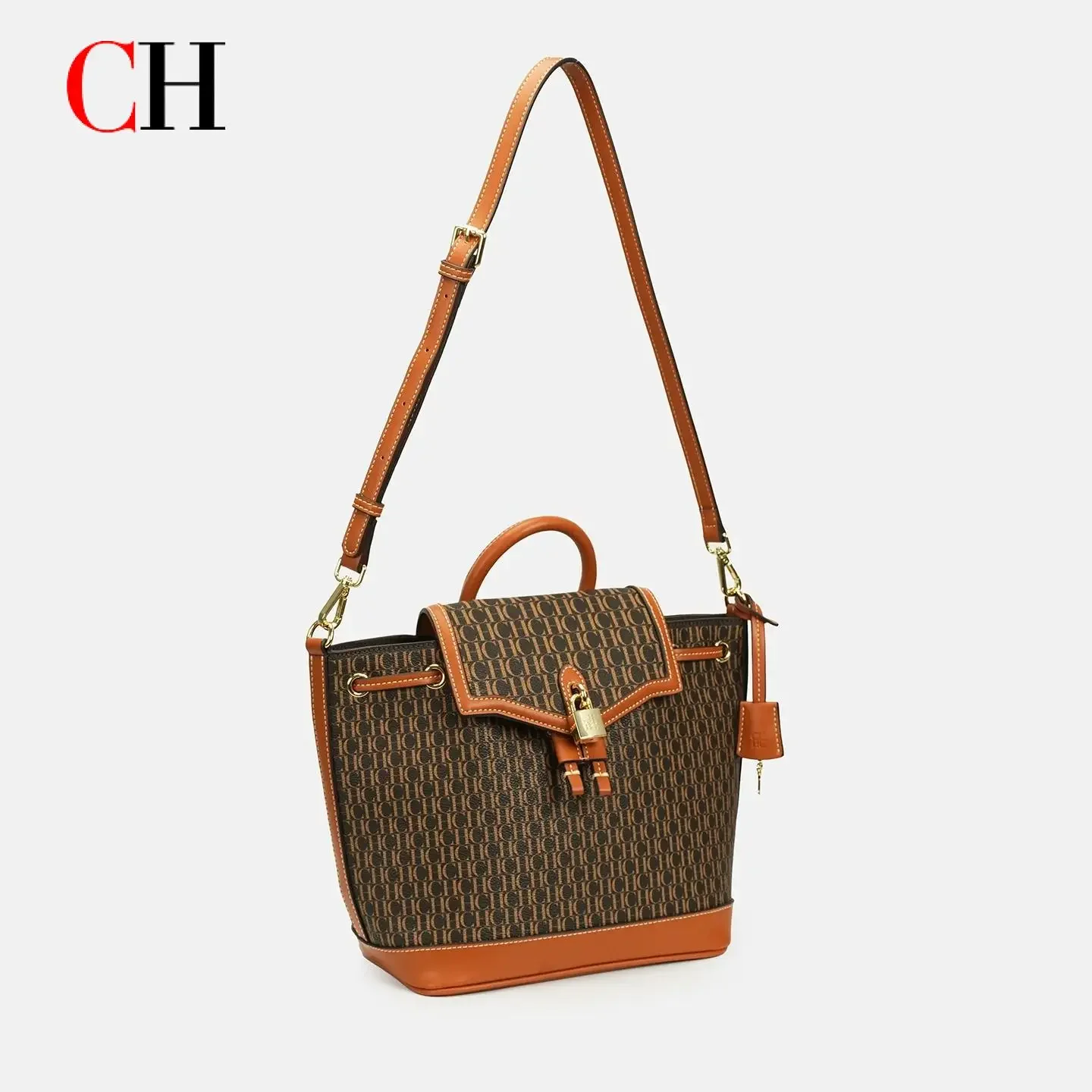 ch-monogram-bucket-tote-bag-with-top-handle-adjustable-crossbody-strap-and-lock-closure-for-daily-commute-and-weekend-use