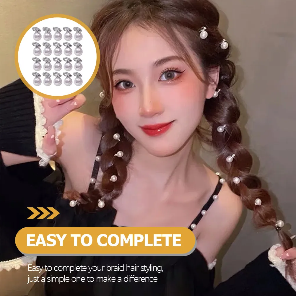 

20Pcs Pearl Hair Clip Mini Pearl Hairpin for Braid Styling Bridal Headdress Sweet Graceful Hairstyle Decoration Girl Hair Buckle