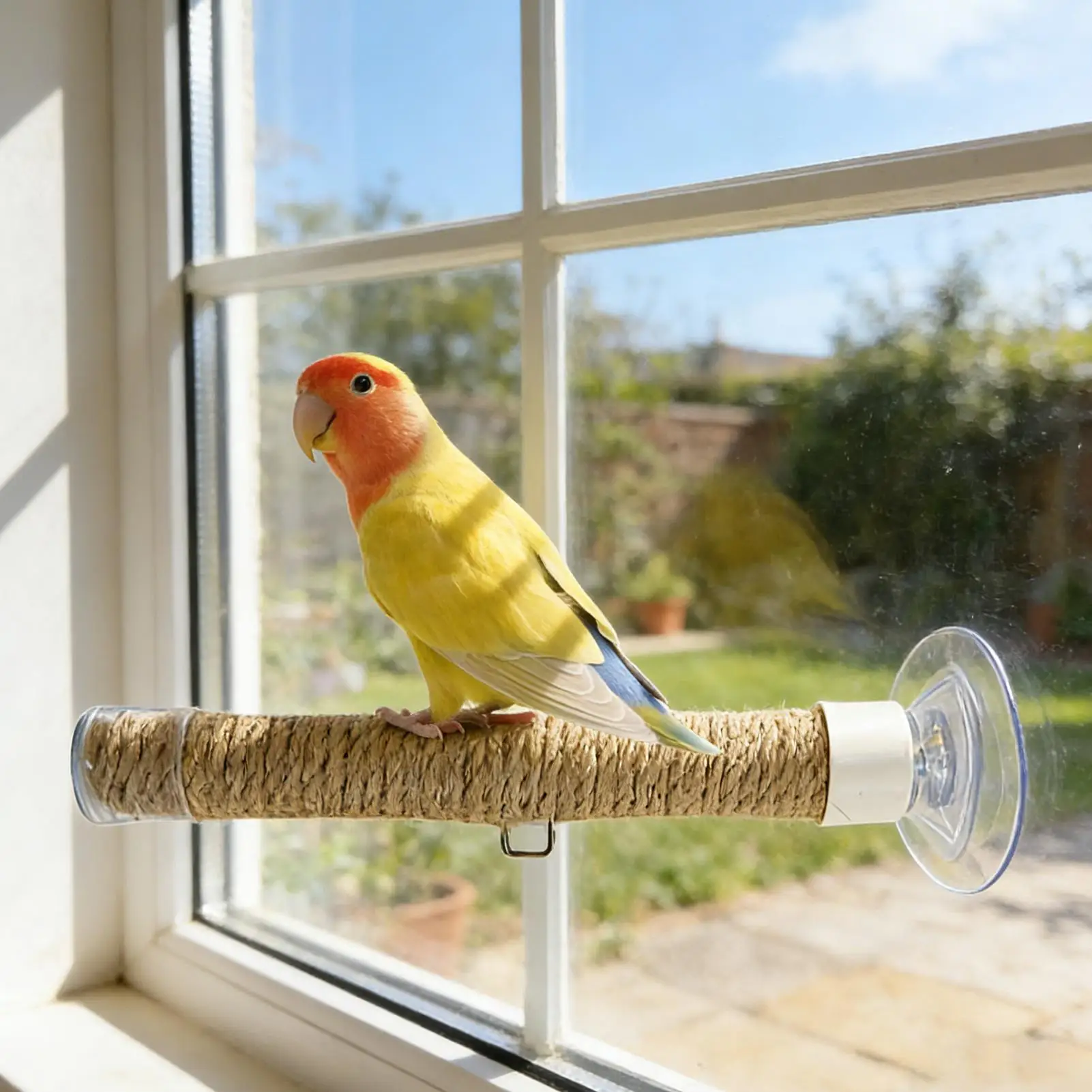 Perch Toy Suction Cup Bird Toy Swing Set Linen Rope Flexible Hanging Clip Swing Comfortable Grip Parrot Play Stand Toy