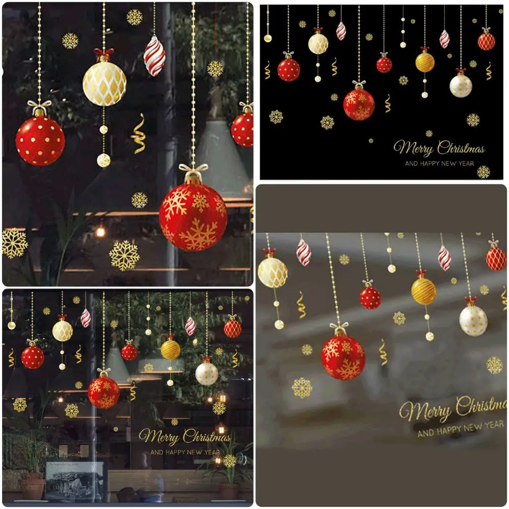 Multicolor Christmas Window Sticker Waterproof Photo Props Christmas Window Decals Electrostatic Cling Scene Layout